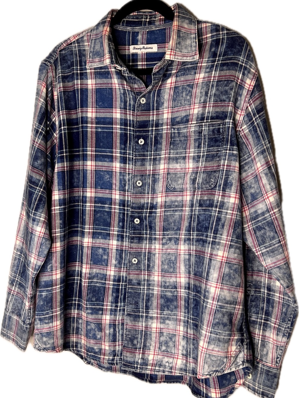 Tommy Bahama Blue White and Red Plaid Button-Down Shirt